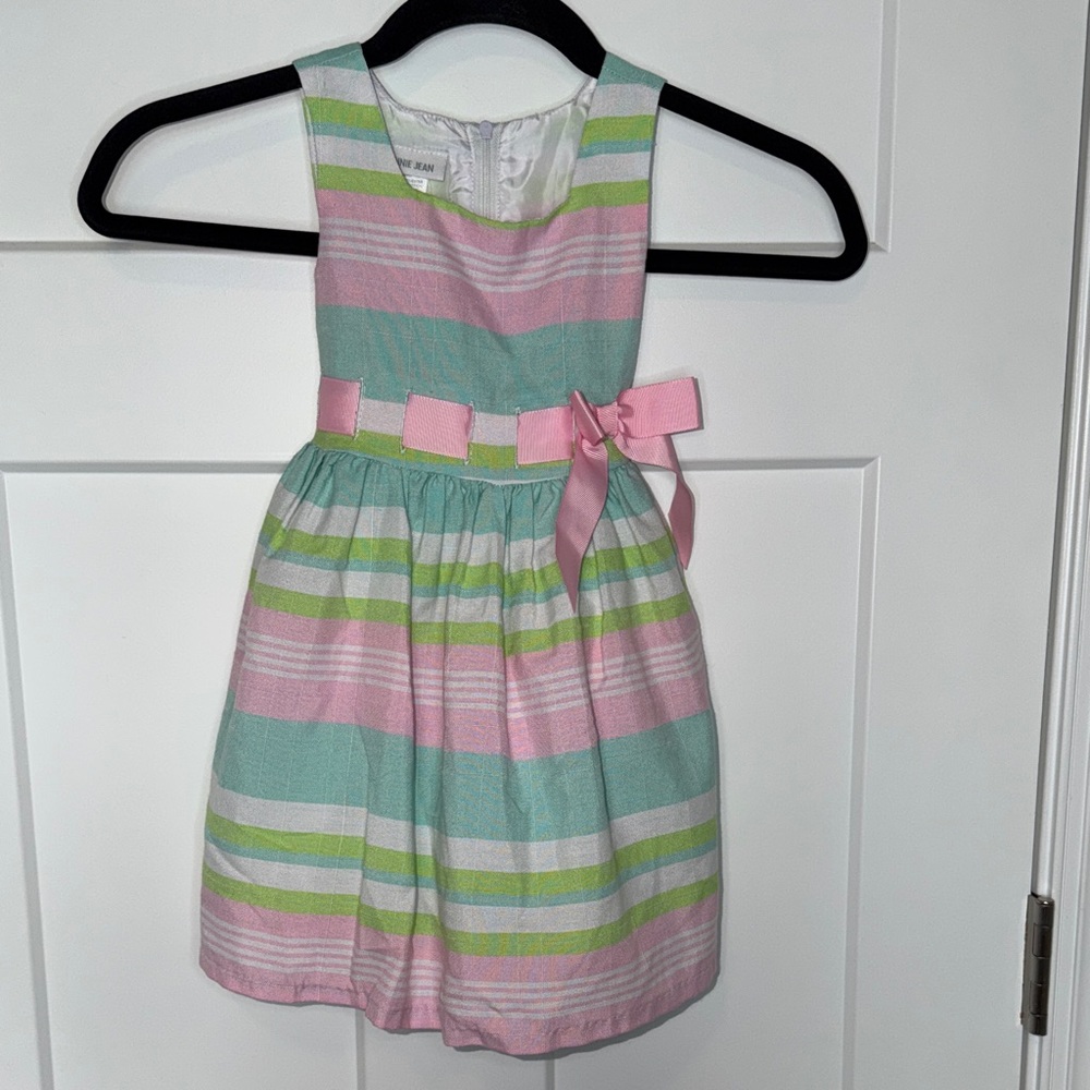 Pastel Striped Sleeveless Ribbon Bow Dress - Picture 1 of 4